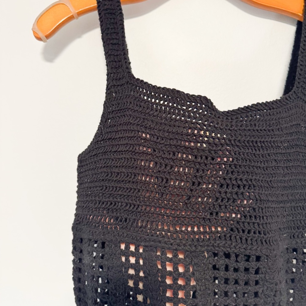 Black Crochet Crop Tank Top by Rebellion Again 100% Cotton - Picture 3 of 8